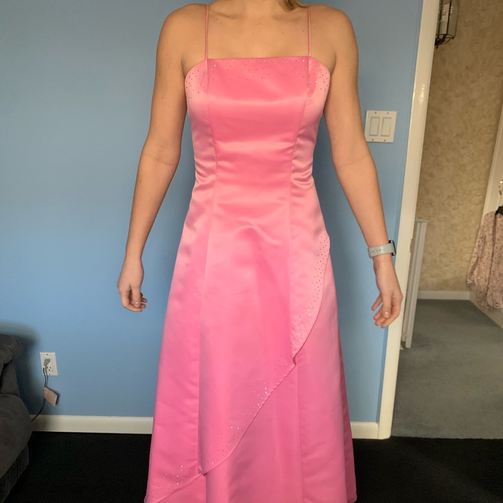 Pink A-line prom gown